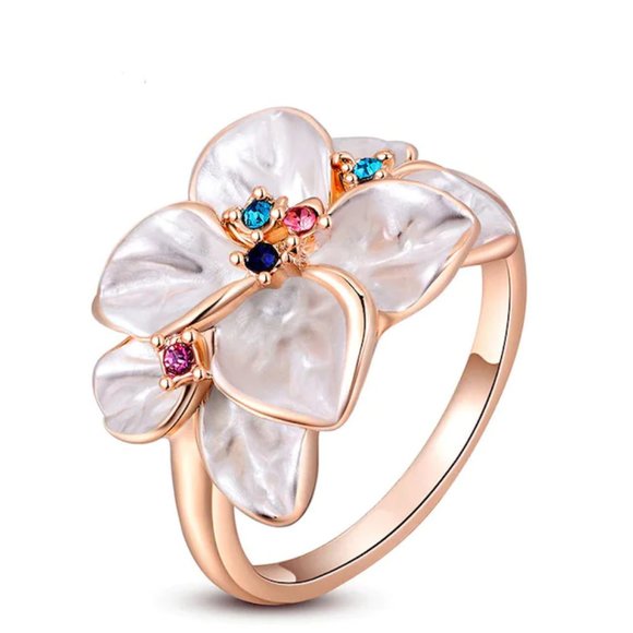 Jewelry - 💎NWT Rose gold Colorful Flower Ring -size 7💎